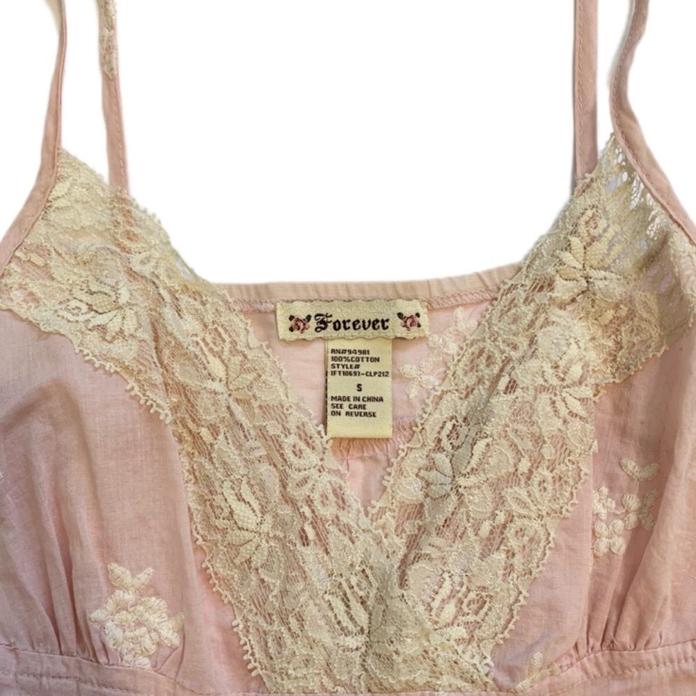Y2k Vintage Light Pint & Lace Baby Doll Top! - Picture 3 of 5